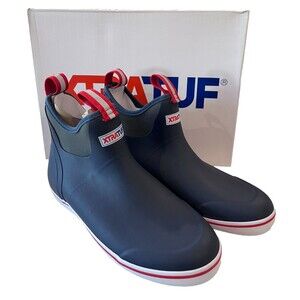 XTRATUF Size 9 NEW Mens 6" Ankle Deck Boot Navy Red 22733 Waterproof Sz M9 EU 43